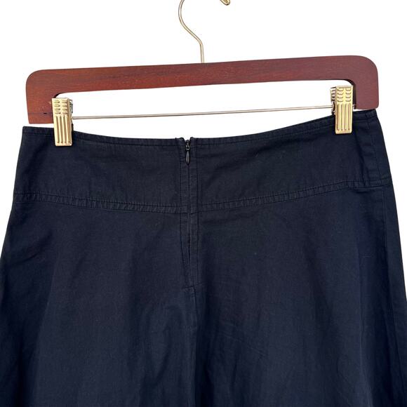 Y2K Black Floral Embroidered Skirt Pink Sequins A-Line Cotton Teacher Workwear - Picture 5 of 6